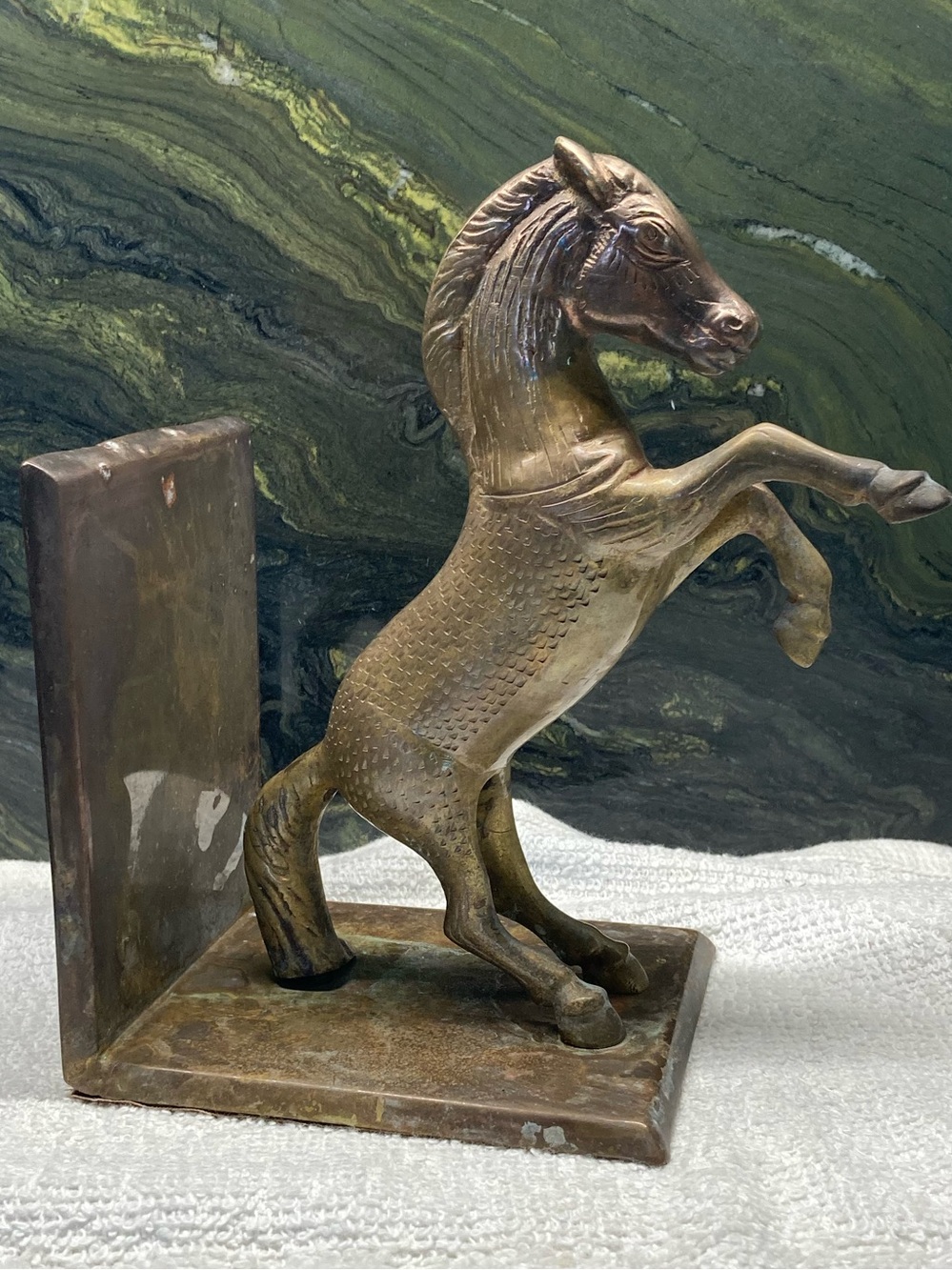 Horse Bookend Brass Sculpture Vintage Golden Finish - Picture 4 of 14